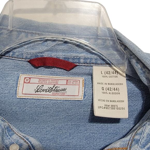 Levi's Mens Denim Long Sleeve Button Front Shirt Large Flaw Please Read - Picture 3 of 9